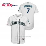 Maglia Baseball Uomo Seattle Mariners Marco Gonzales 150th Aniversario Patch Flex Base Bianco