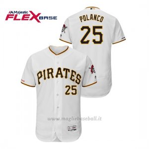 Maglia Baseball Uomo Pittsburgh Pirates Gregory Polanco 150th Aniversario Patch Flex Base Bianco