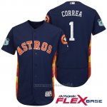 Maglia Baseball Uomo Houston Astros Carlos Correa 1 Blu 2017 Allenamento Primaverile Flex Base Giocatore