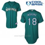 Maglia Baseball Uomo Seattle Mariners Hisashi Iwakuma 18 Teal Verde Alterner Cool Base