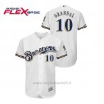 Maglia Baseball Uomo Milwaukee Brewers Yasmani Grandal 150th Aniversario Patch Autentico Flex Base Bianco