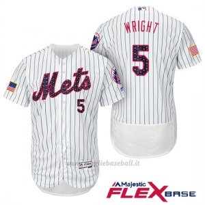 Maglia Baseball Uomo New York Mets 2017 Estrellas y Rayas David Wright Bianco Flex Base