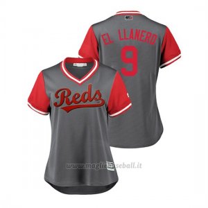Maglia Baseball Donna Cincinnati Reds Jose Peraza 2018 Llws Players Weekend El Llanero Grigio