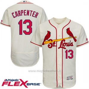 Maglia Baseball Uomo St. Louis Cardinals Matt Carpenter 13 Crema Flex Base Autentico Collezione Giocatore