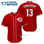 Maglia Baseball Uomo Cincinnati Reds Dave Concepcion 13 Rosso Alterner Cool Base