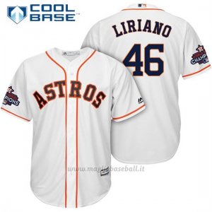 Maglia Baseball Uomo Houston Astros 2017 World Series Campione Francisco Liriano Bianco Cool Base