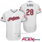 Maglia Baseball Uomo Cleveland Indians 2017 Estrellas y Rayas Corey Kluber Bianco Flex Base