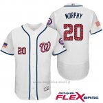 Maglia Baseball Uomo Washington Nationals 2017 Estrellas y Rayas Daniel Murphy Bianco Flex Base