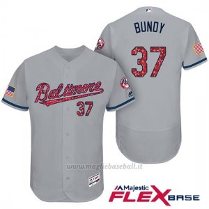Maglia Baseball Uomo Baltimore Orioles 2017 Estrellas Y Rayas 37 Dylan Bundy Grigio Flex Base