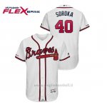 Maglia Baseball Uomo Atlanta Braves 40 Mike S Oroka Flex Base Autentico Collezione Bianco