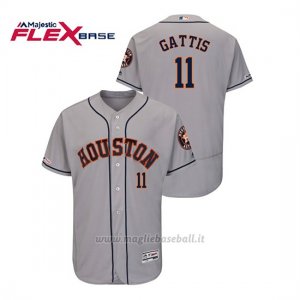 Maglia Baseball Uomo Houston Astros Evan Gattis 150th Aniversario Patch Flex Base Grigio