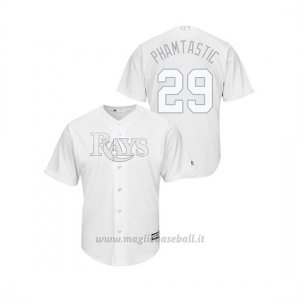 Maglia Baseball Hombre Tampa Bay Rays 29 Tommy Pham 2019 Players Weekend Replica Bianco