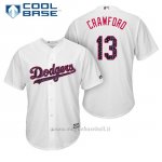Maglia Baseball Uomo Los Angeles Dodgers 2017 Estrellas y Rayas Carl Crawford Bianco Cool Base