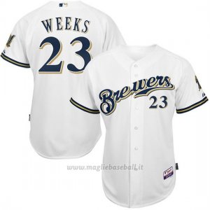 Maglia Baseball Uomo Milwaukee Brewers Rickie Weeks Bianco Giocatore Autentico