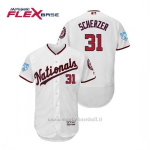 Maglia Baseball Uomo Washington Nationals Max Scherzer Flex Base Entrenamiento De Primavera 2019 Bianco