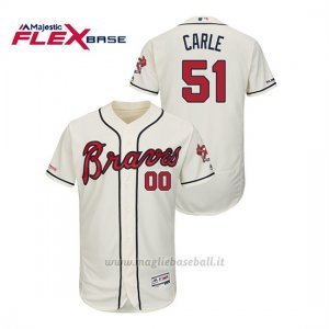 Maglia Baseball Uomo Atlanta Braves Shane Carle 150th Aniversario Patch Autentico Flex Base Crema