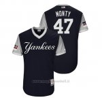 Maglia Baseball Uomo New York Yankees Jordan Montgomery 2018 Llws Players Weekend Monty Blu