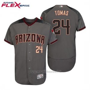 Maglia Baseball Uomo Arizona Diamondbacks 24 Yasmany Tomas Grey Rosso 2017 Flex Base