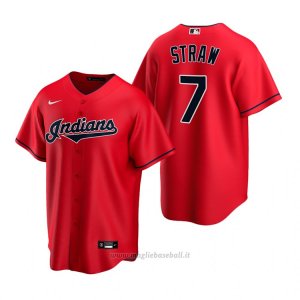Maglia Baseball Uomo Cleveland Indians Myles Straw Replica Alternato Rosso