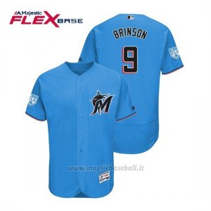 Maglia Baseball Uomo Miami Marlins Lewis Brinson Flex Base Entrenamiento De Primavera 2019 Blu