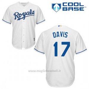 Maglia Baseball Uomo Kansas City Royals Wade Davis 17 Bianco 1ªCool Base