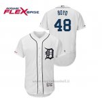 Maglia Baseball Uomo Detroit Tigers Matthew Boyd 150th Aniversario Patch Flex Base Bianco