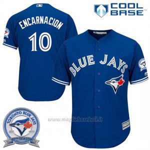Maglia Baseball Uomo Toronto Blue Jays Edwin Encarnacion 10 Cool Base 40 Anniversario