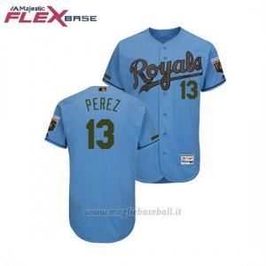Maglia Baseball Uomo Toronto Blue Jays Salvador Perez 2018 Dia de los Caidos Flex Base Blu