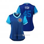 Maglia Baseball Donna Chicago Cubs Anthony Bass 2018 Llws Players Weekend Fish Royal