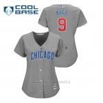 Maglia Baseball Donna Chicago Cubs 9 Javier Baez Cool Base Replica Grigio