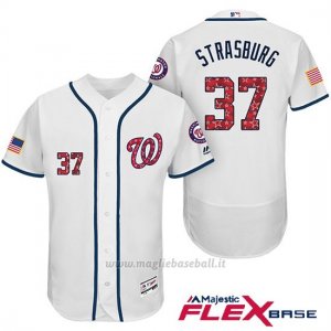 Maglia Baseball Uomo Washington Nationals 2017 Estrellas y Rayas Stephen Strasburg Bianco Flex Base