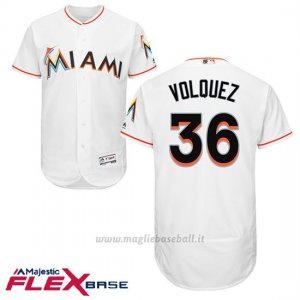 Maglia Baseball Uomo Miami Marlins Edinson Volquez Bianco 1ªFlex Base