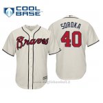 Maglia Baseball Uomo Atlanta Braves Mike Soroka Cool Base Majestic Alternato 2019 Crema