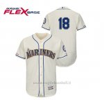 Maglia Baseball Uomo Seattle Mariners Yusei Kikuchi 150th Aniversario Patch Autentico Flex Base Crema