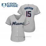 Maglia Baseball Donna Miami Marlins Brian Anderson Cool Base Majestic Road 2019 Grigio