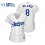 Maglia Baseball Donna Los Angeles Dodgers Manny Machado Cool Base Official Majestic 1ªBianco