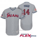 Maglia Baseball Uomo Miami Marlins 2017 Estrellas y Rayas Martin Prado Grigio Flex Base