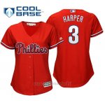 Maglia Baseball Donna Philadelphia Phillies Bryce Harper Cool Base Majestic Replica Rosso