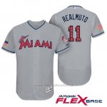 Maglia Baseball Uomo Miami Marlins 2017 Estrellas y Rayas J.t. Realmuto Grigio Flex Base