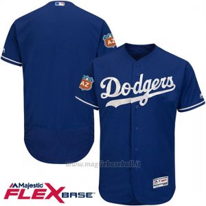 Maglia Baseball Uomo Los Angeles Dodgers Blank Blu Flex Base Autentico Collezione Allenamento Primaverile