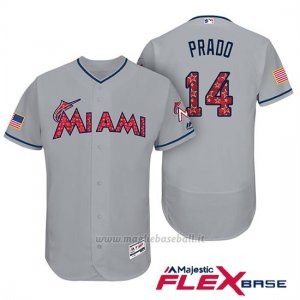 Maglia Baseball Uomo Miami Marlins 2017 Estrellas y Rayas Martin Prado Grigio Flex Base