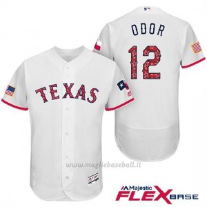 Maglia Baseball Uomo Texas Rangers 2017 Estrellas y Rayas Rougned Odor Bianco Flex Base