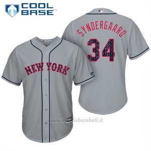 Maglia Baseball Uomo New York Mets 2017 Estrellas y Rayas Noah Syndergaard Grigio Cool Base