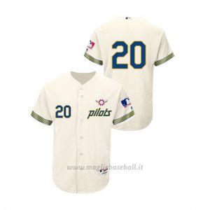 Maglia Baseball Hombre Seattle Mariners 20 Daniel Vogelbach Turn Back The Clock Autentico Cream