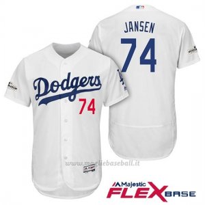 Maglia Baseball Uomo Los Angeles Dodgers 2017 Postseason Kenley Jansen Bianco Flex Base