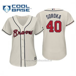 Maglia Baseball Donna Atlanta Braves Mike Soroka Cool Base Majestic Alternato 2019 Crema