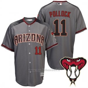 Maglia Baseball Uomo Arizona Diamondbacks 11 A.J. Pollock Grigio Road