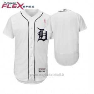 Maglia Baseball Uomo Detroit Tigers Bianco 2018 Dia de la Madre Flex Base