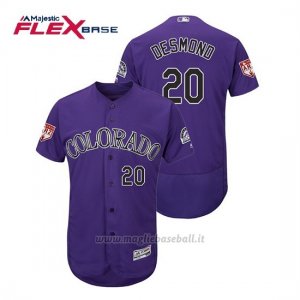Maglia Baseball Uomo Colorado Rockies Ian Desmond Flex Base Entrenamiento De Primavera 2019 Viola