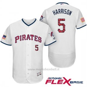 Maglia Baseball Uomo Pittsburgh Pirates 2017 Estrellas y Rayas Josh Harrison Bianco Flex Base